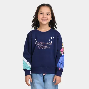 Girls Fleece Sweatshirt Sisters-NAVY