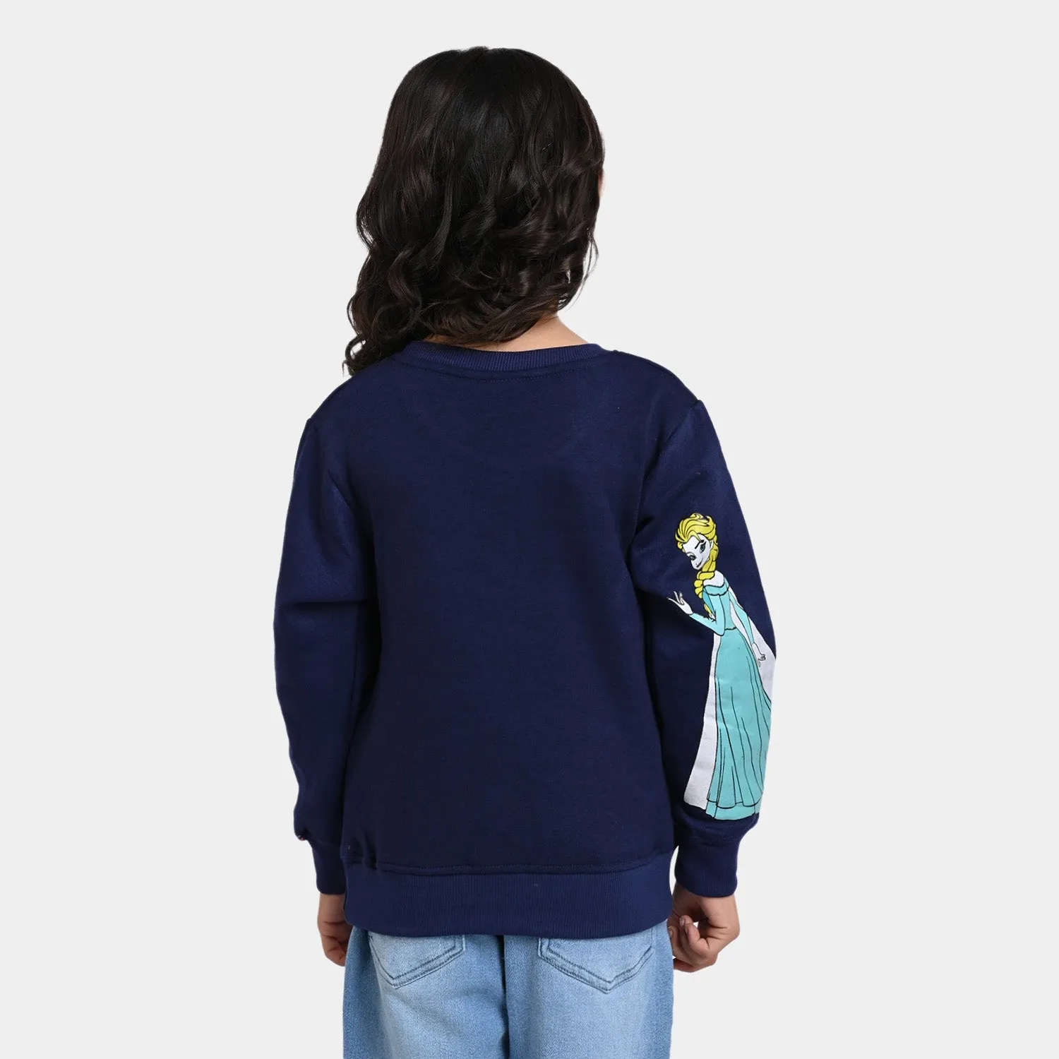 Girls Fleece Sweatshirt Sisters-NAVY