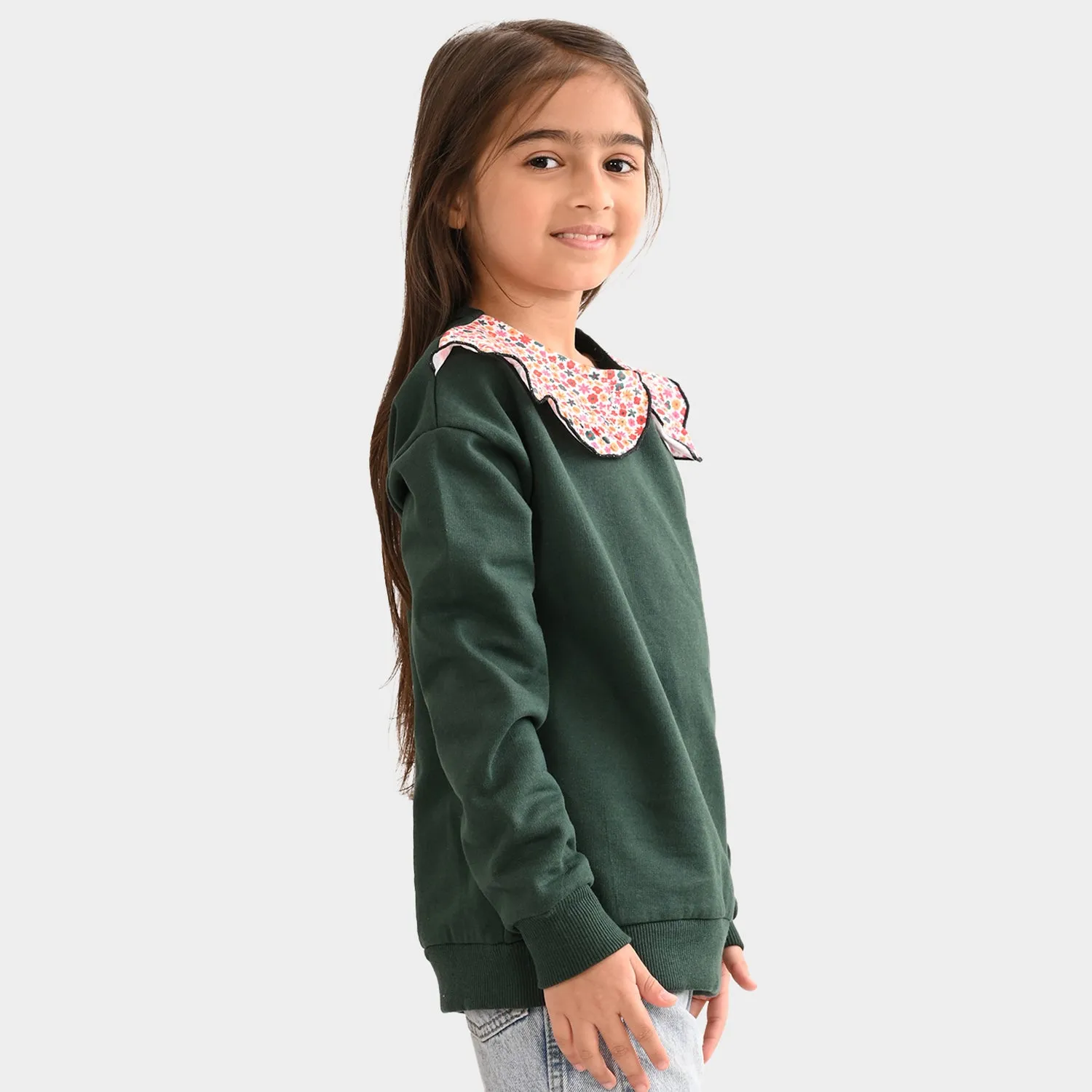 Girls Sweatshirt Spread collar