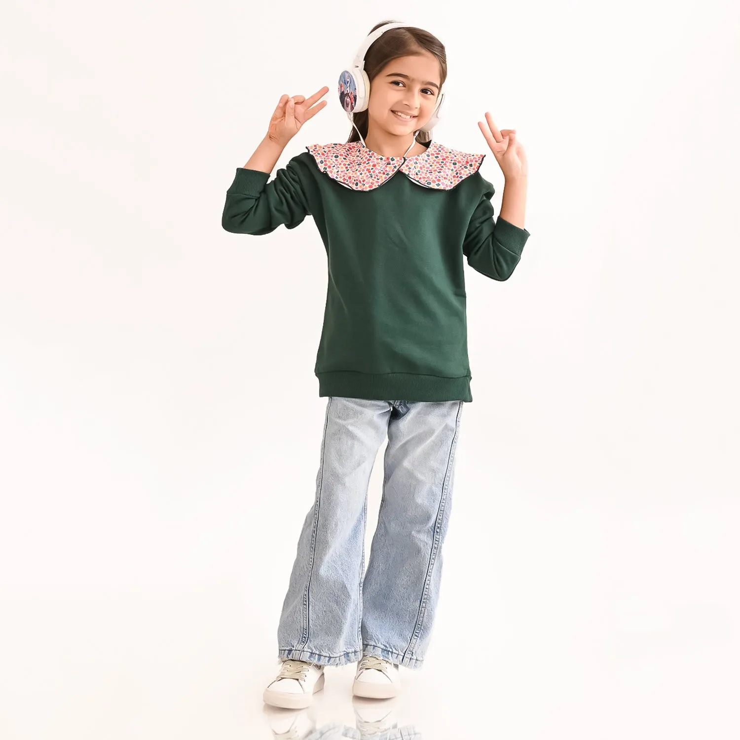 Girls Sweatshirt Spread collar