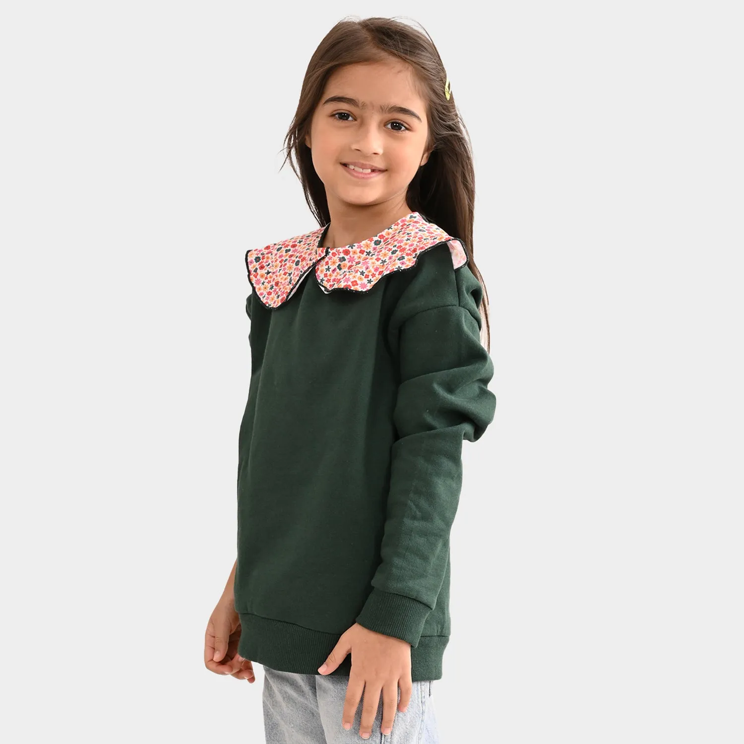 Girls Sweatshirt Spread collar