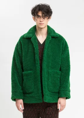 Green Hand-Painted Recycle Fur Jacket