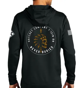 H Co Performance Hoodie Black on Black Sweatshirt. (This material is lighter than the 50-50) This sweatshirt is NOT approved for PT.