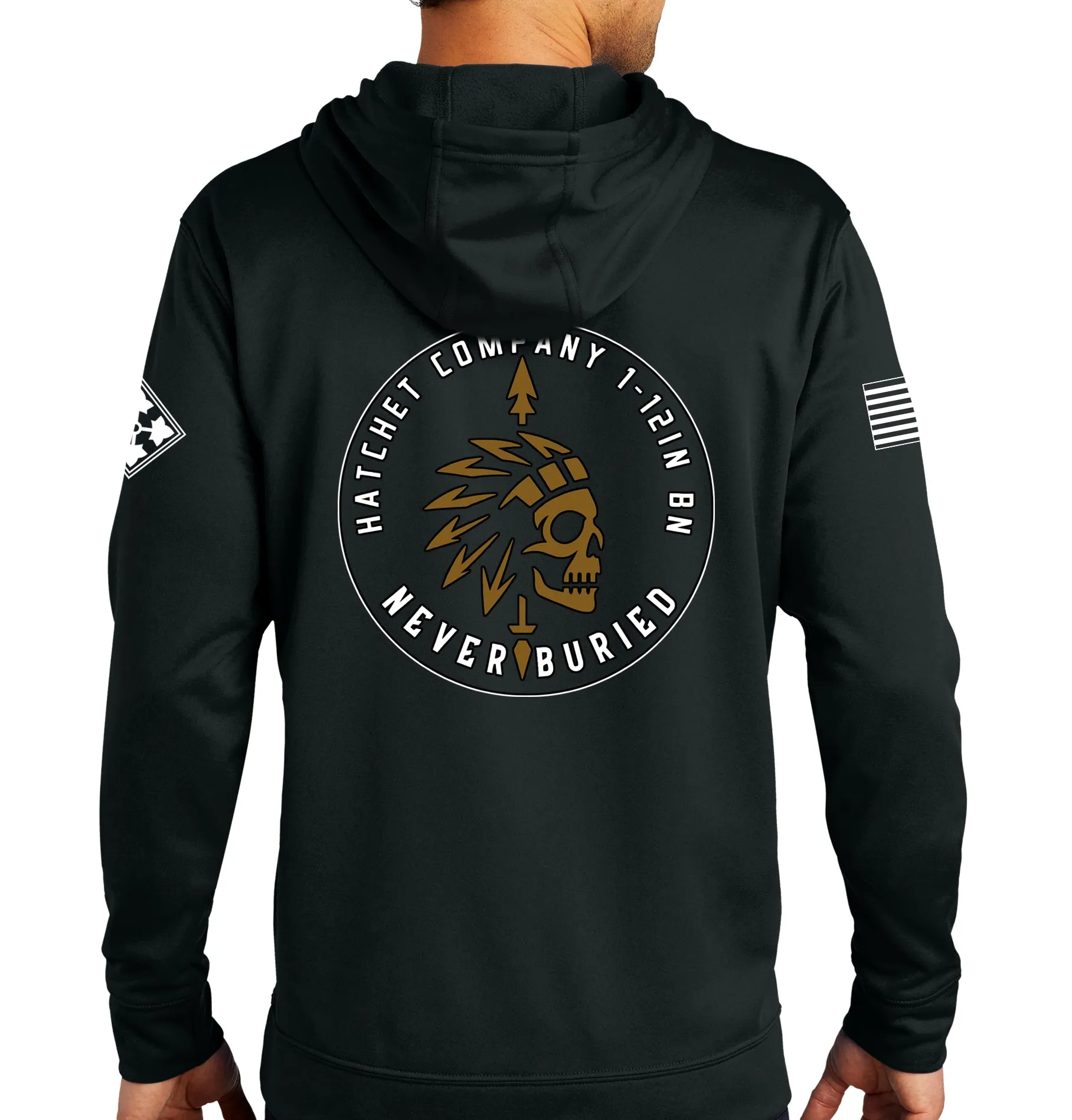 H Co Performance Hoodie Black on Black Sweatshirt. (This material is lighter than the 50-50) This sweatshirt is NOT approved for PT.