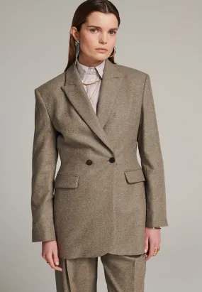 Hammer double-breasted flannel stone blazer