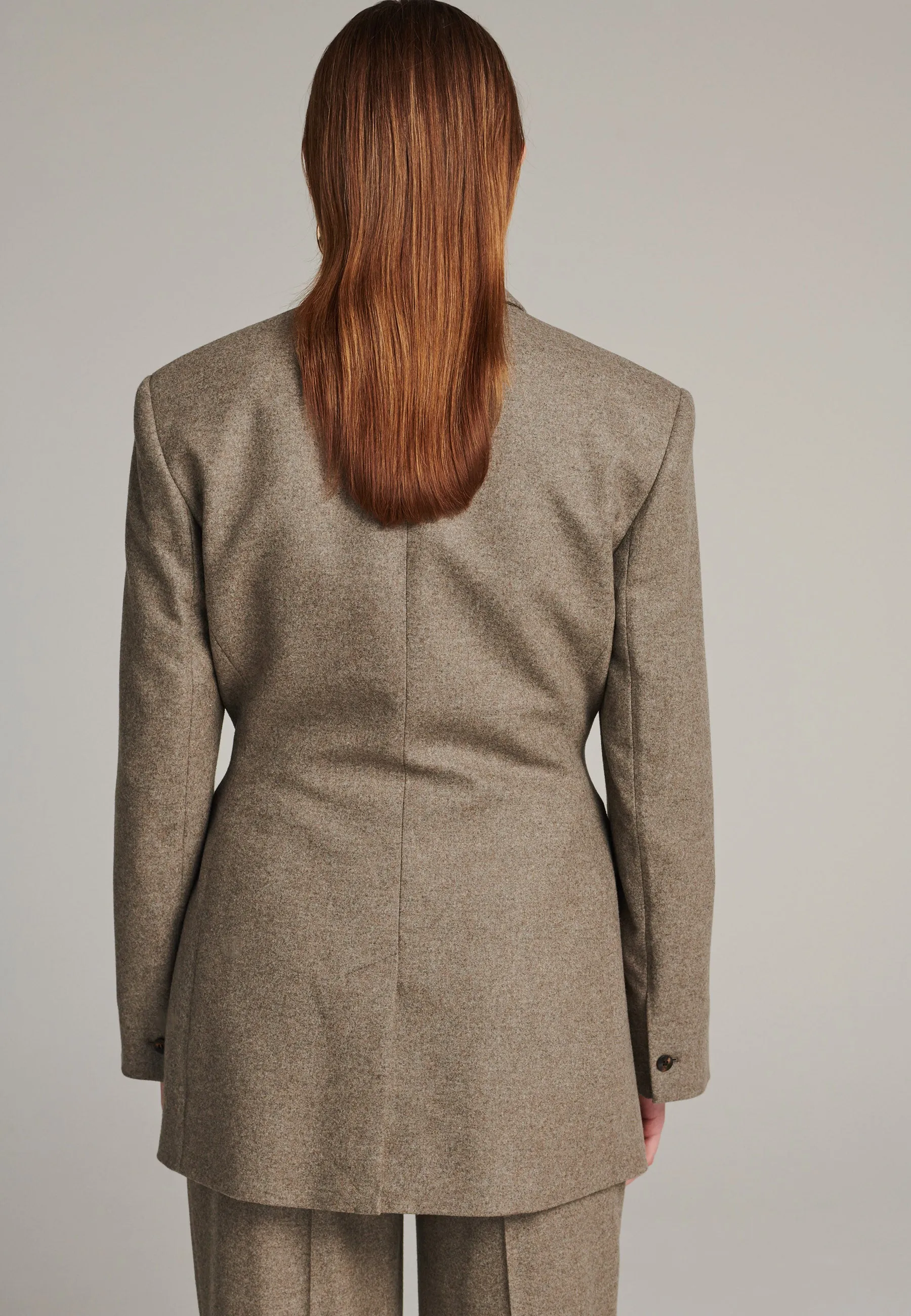 Hammer double-breasted flannel stone blazer