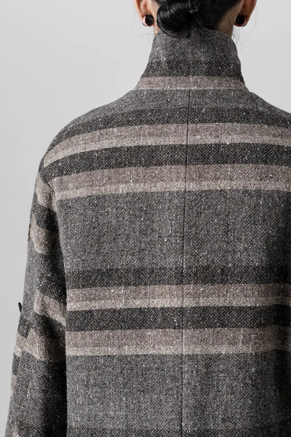 Hight neck coat striped wool