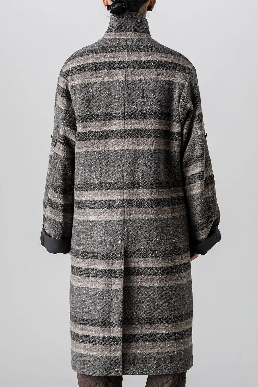 Hight neck coat striped wool