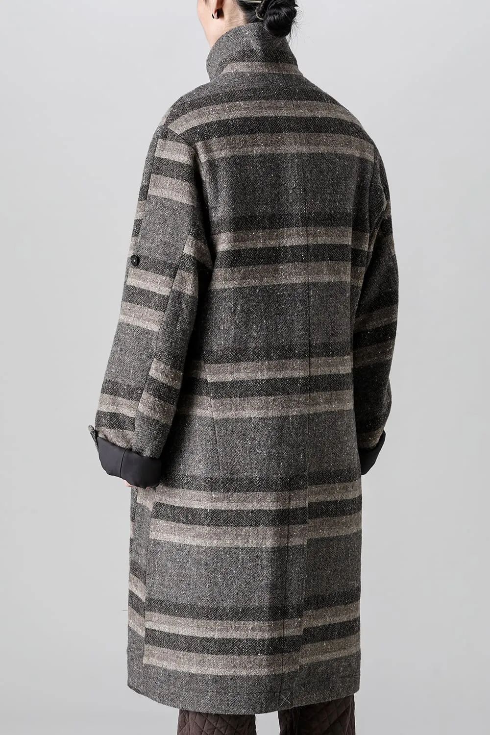 Hight neck coat striped wool