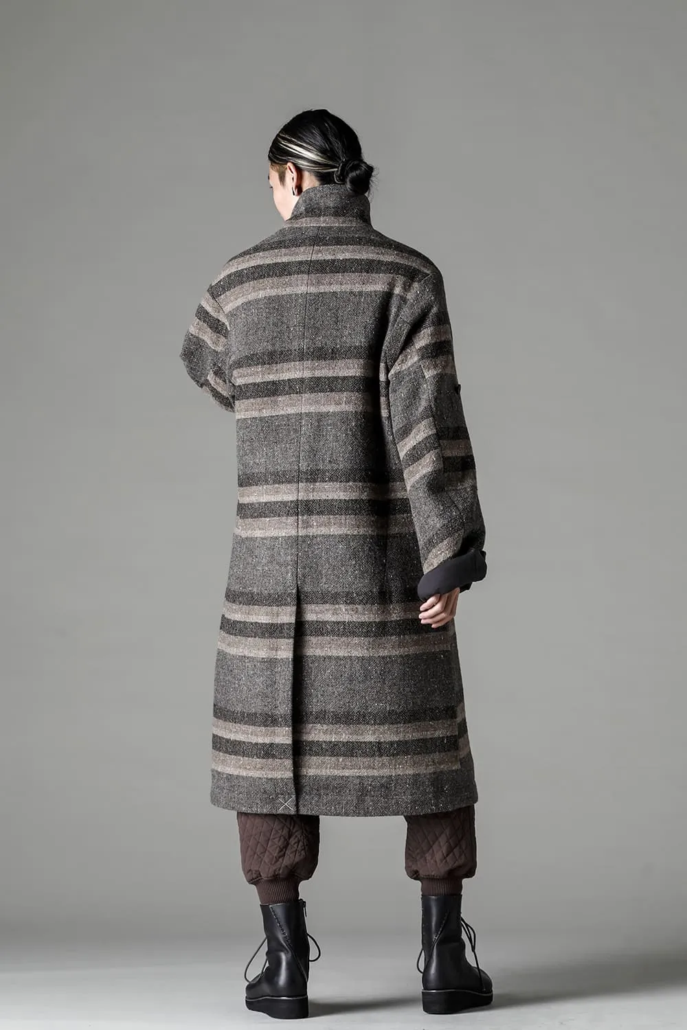 Hight neck coat striped wool