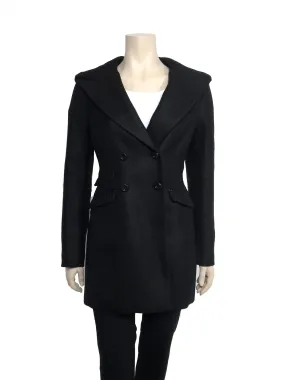 Hooded Leather Detail Coat