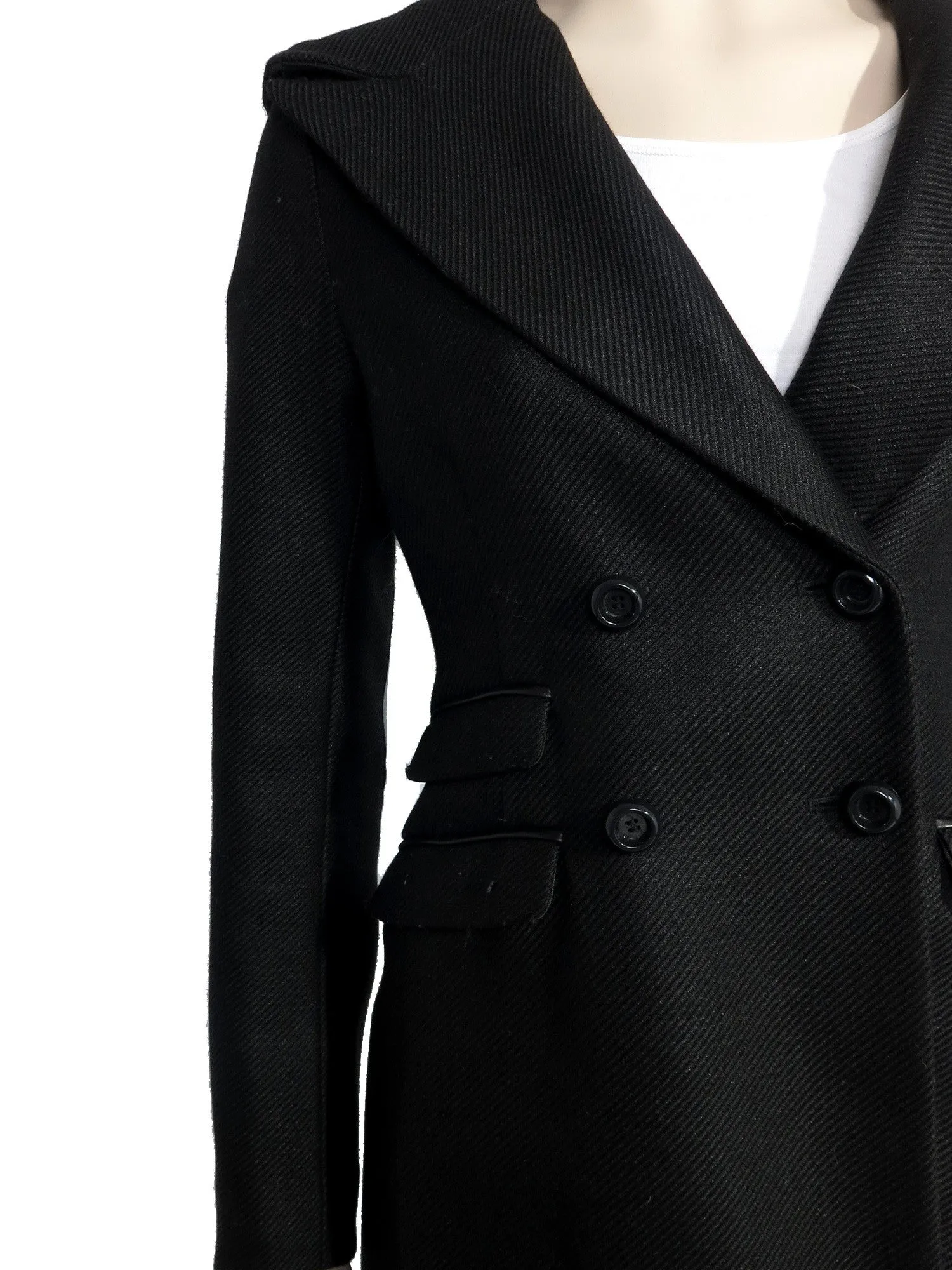 Hooded Leather Detail Coat