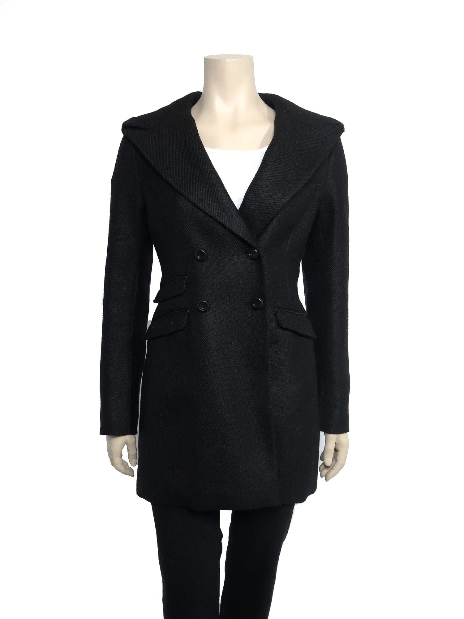 Hooded Leather Detail Coat