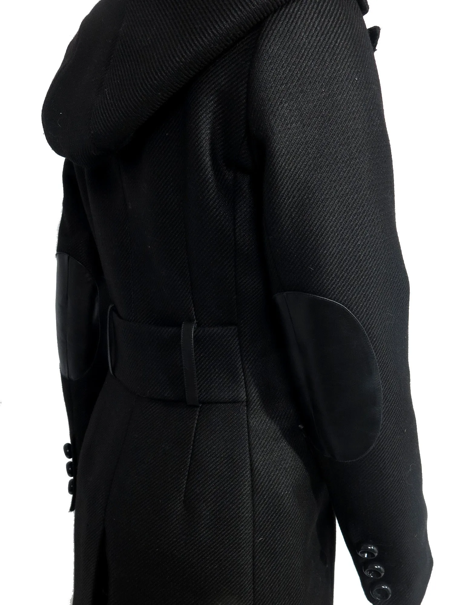 Hooded Leather Detail Coat