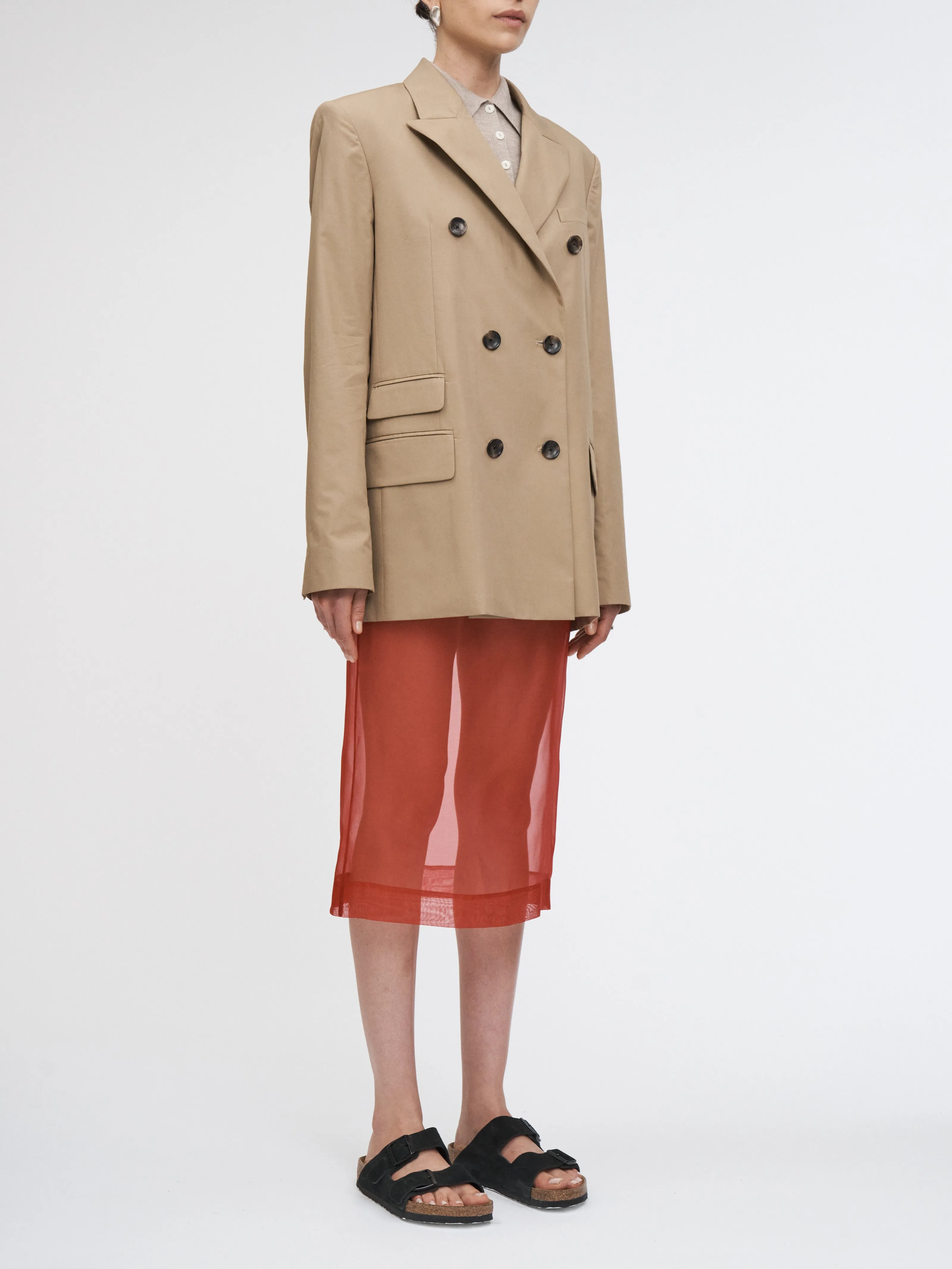 Lined Sheer Skirt in Carmine Red