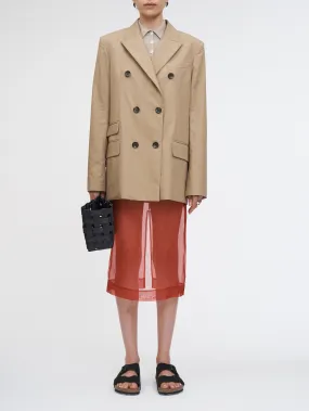 Lined Sheer Skirt in Carmine Red
