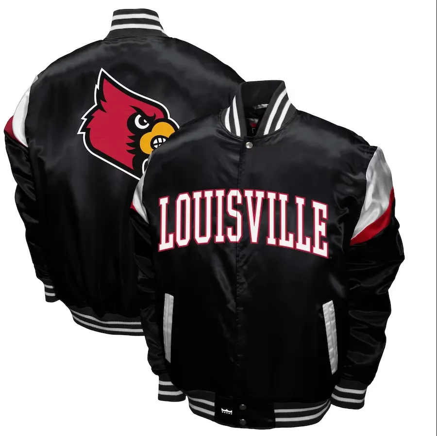 Louisville Cardinals Power Satin Full-Snap Jacket - Black