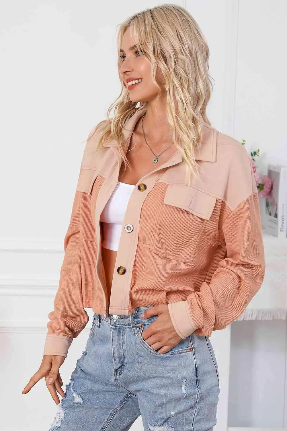 Lovely Embrace Collared Button Down Shacket