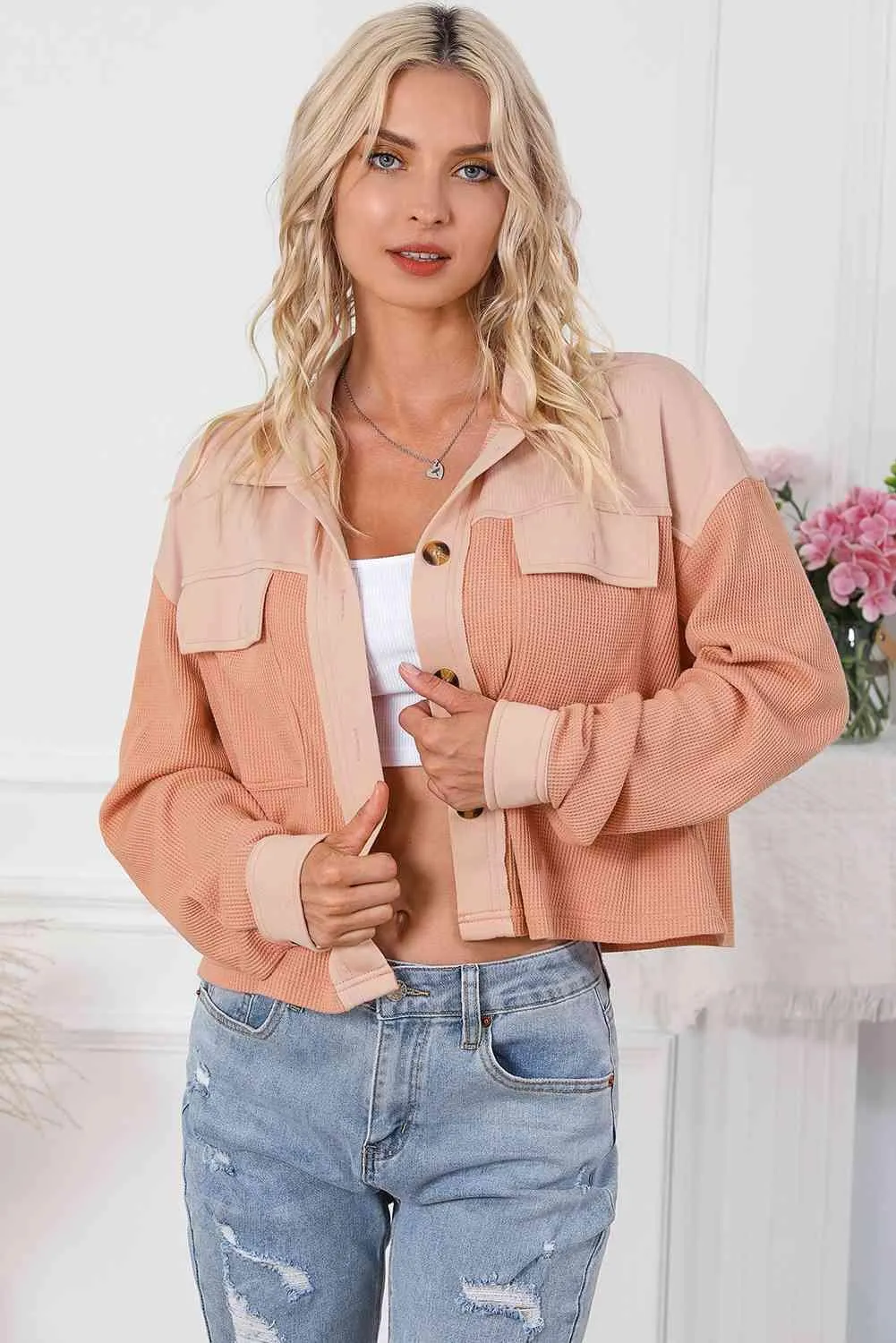 Lovely Embrace Collared Button Down Shacket