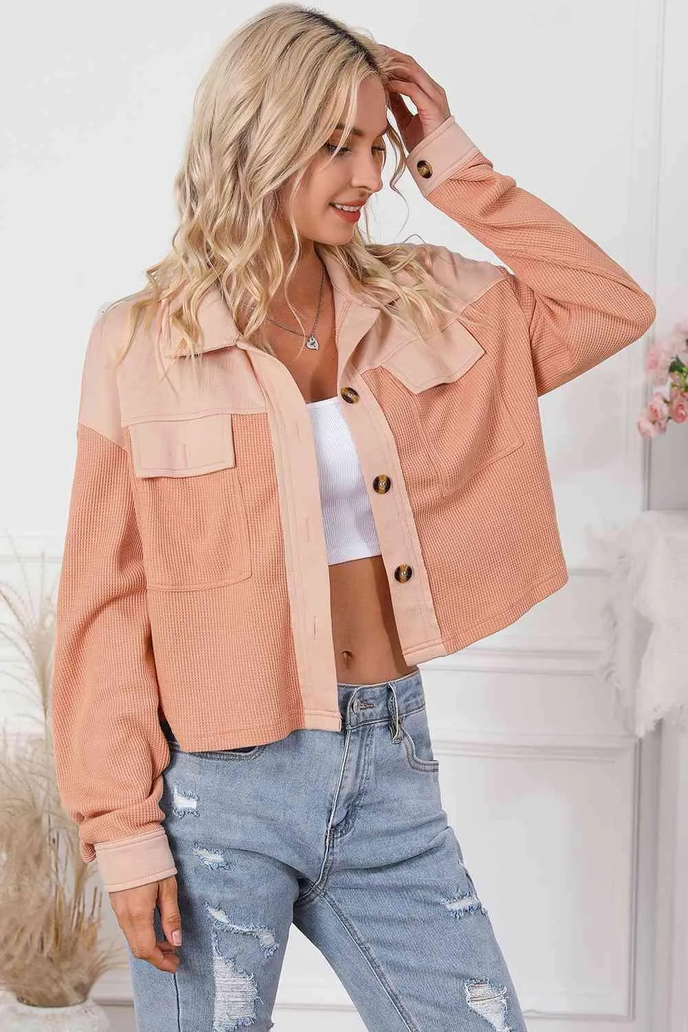 Lovely Embrace Collared Button Down Shacket
