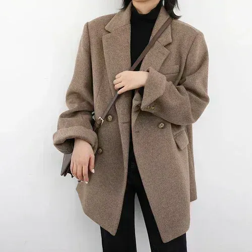 Luxurious Cozy Wool Blend Blazer Coat in 2 Colors