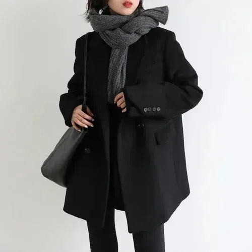 Luxurious Cozy Wool Blend Blazer Coat in 2 Colors