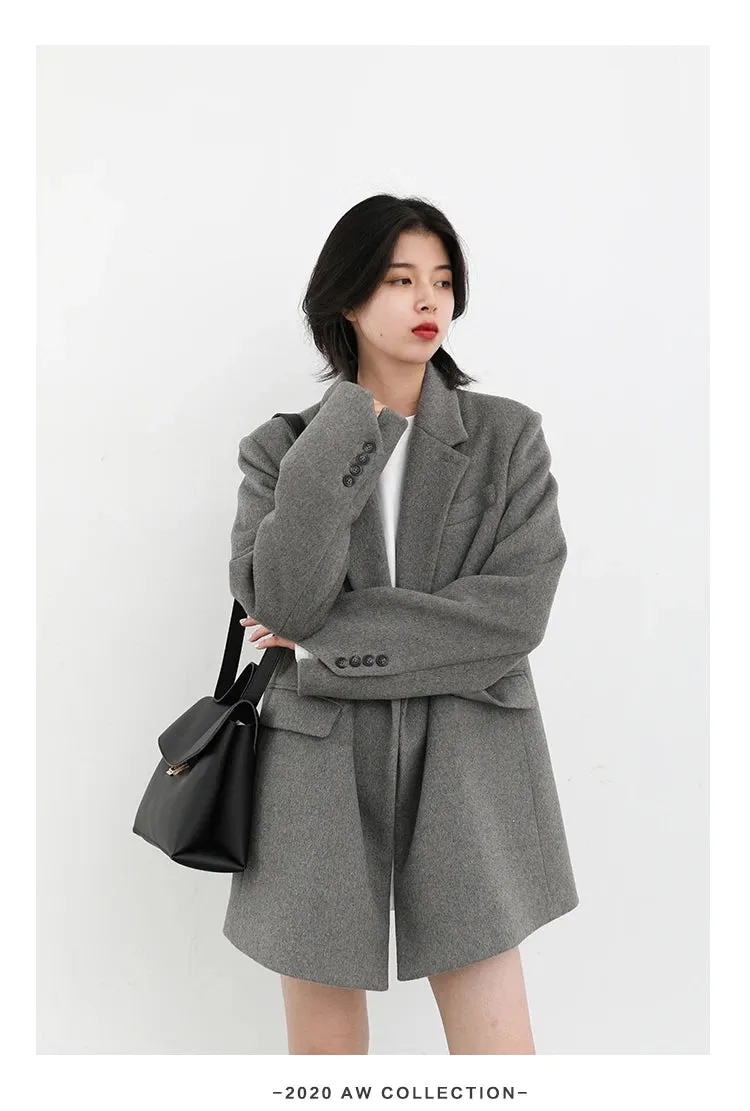 Luxurious Cozy Wool Blend Blazer Coat in 2 Colors