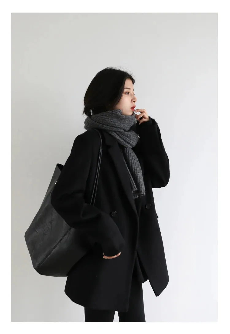 Luxurious Cozy Wool Blend Blazer Coat in 2 Colors
