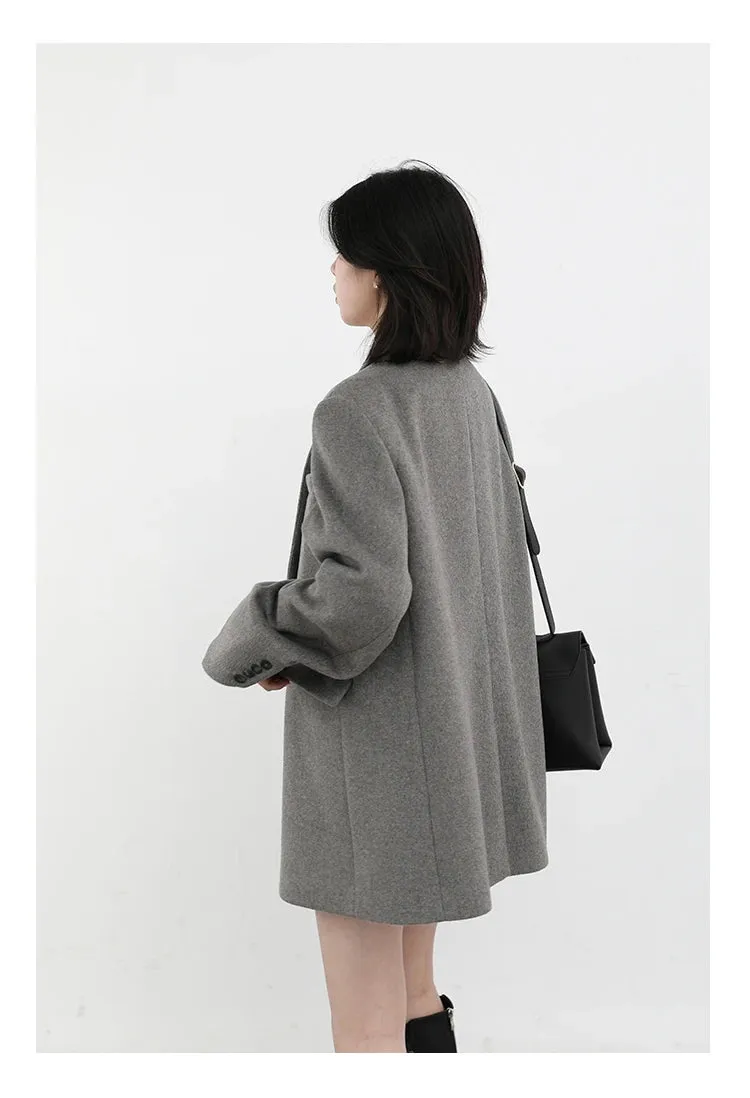 Luxurious Cozy Wool Blend Blazer Coat in 2 Colors