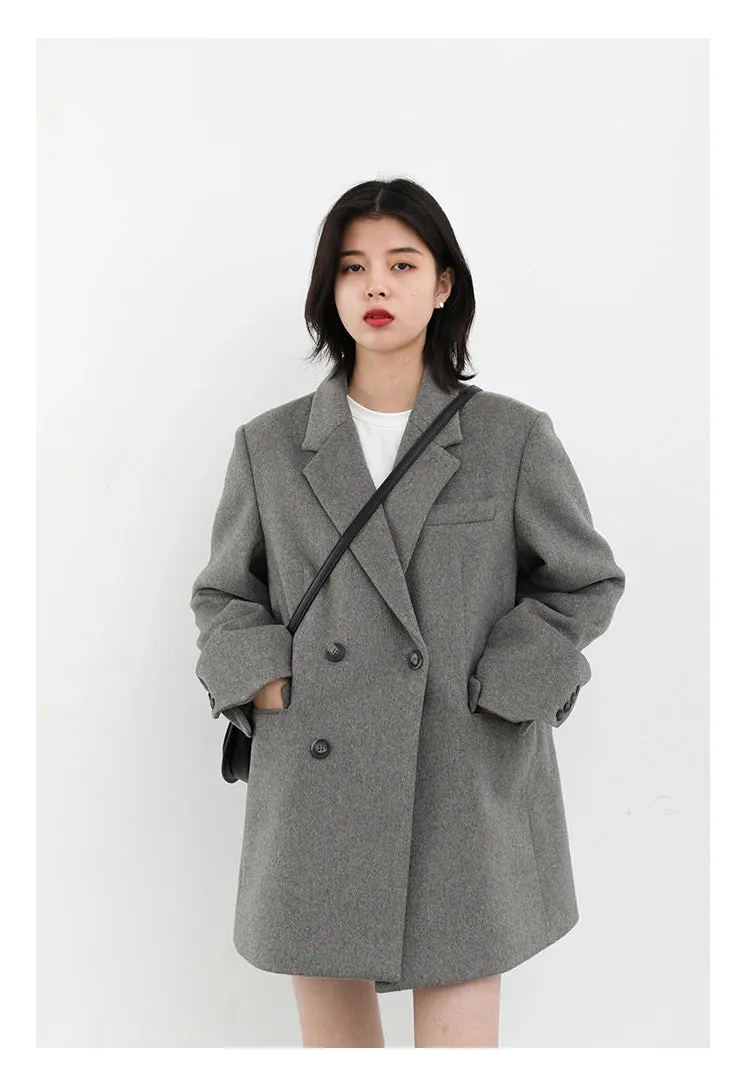 Luxurious Cozy Wool Blend Blazer Coat in 2 Colors