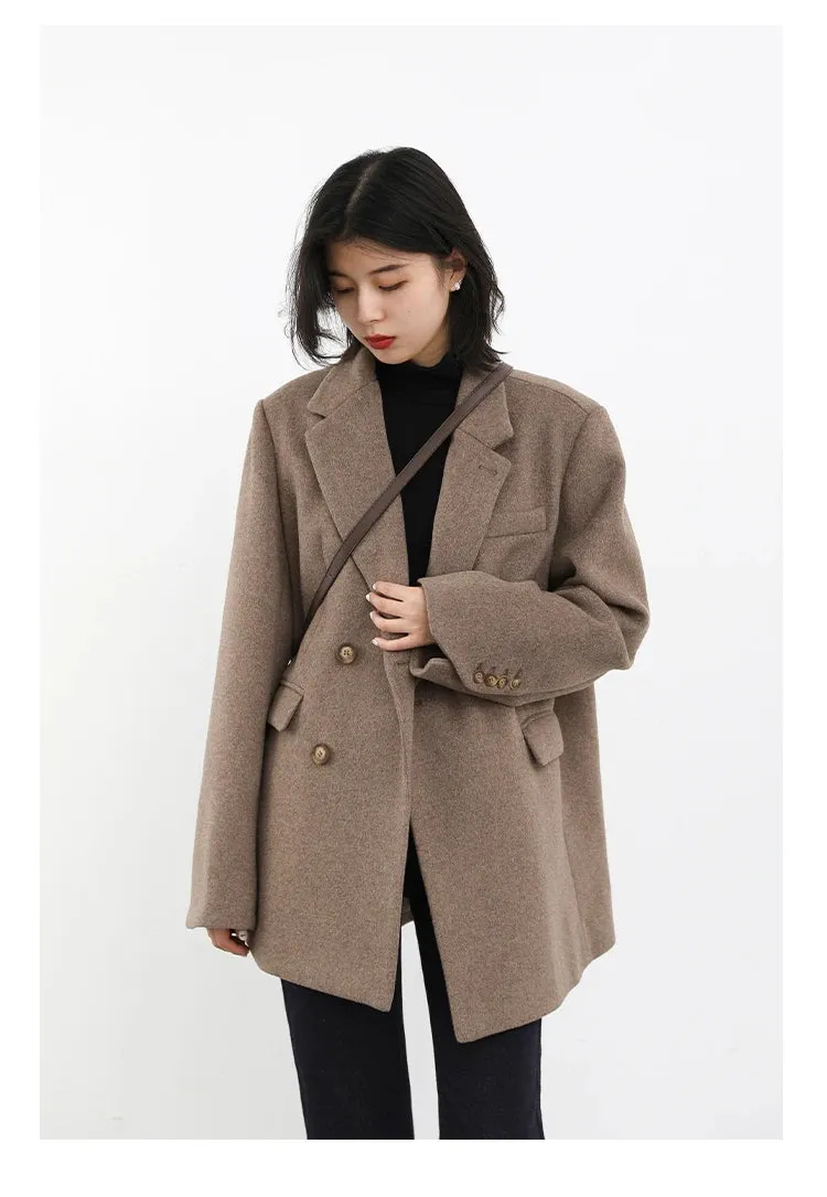 Luxurious Cozy Wool Blend Blazer Coat in 2 Colors