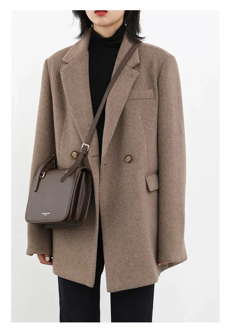 Luxurious Cozy Wool Blend Blazer Coat in 2 Colors