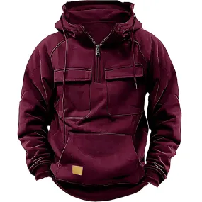Men's Multi-Pocket Half Zip Hoodie