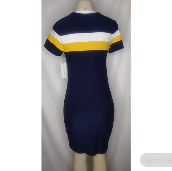 Navy Blue Striped Bodycon Dress