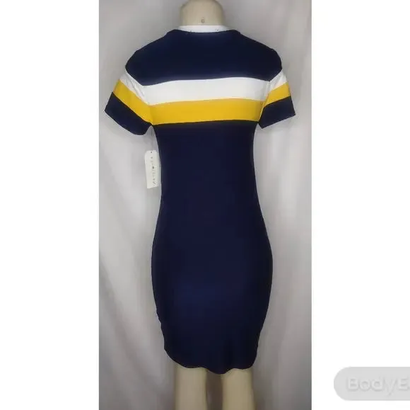 Navy Blue Striped Bodycon Dress