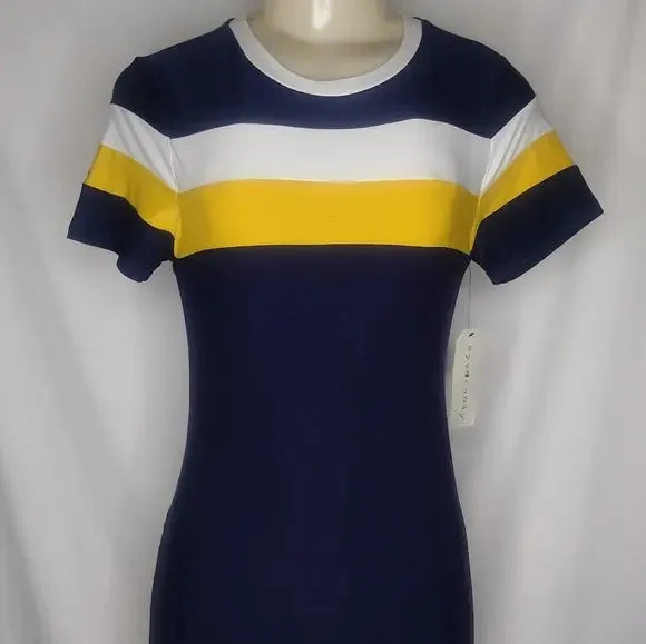 Navy Blue Striped Bodycon Dress