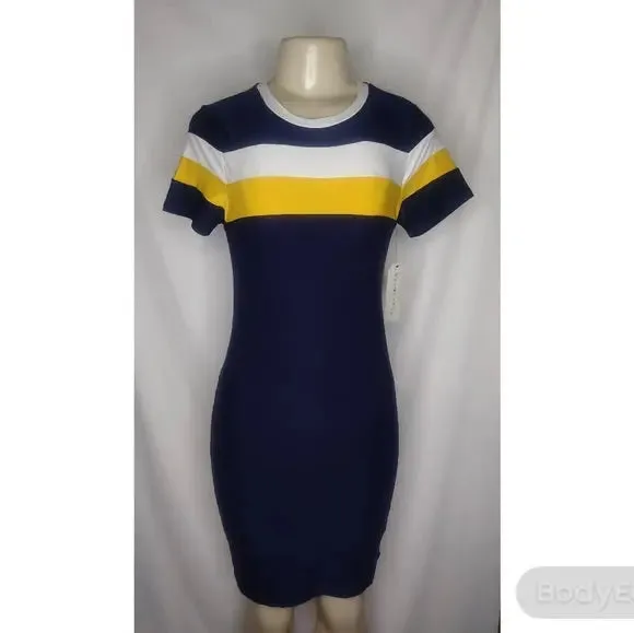Navy Blue Striped Bodycon Dress