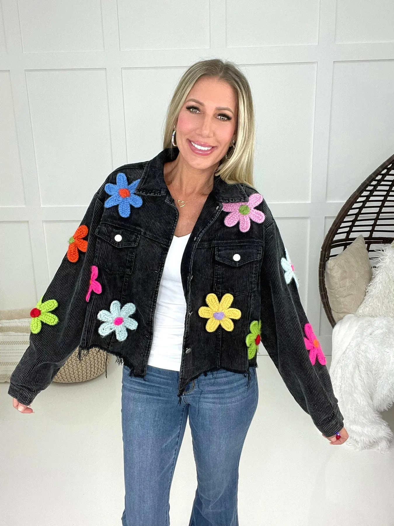Neon Flower Corduroy Jacket