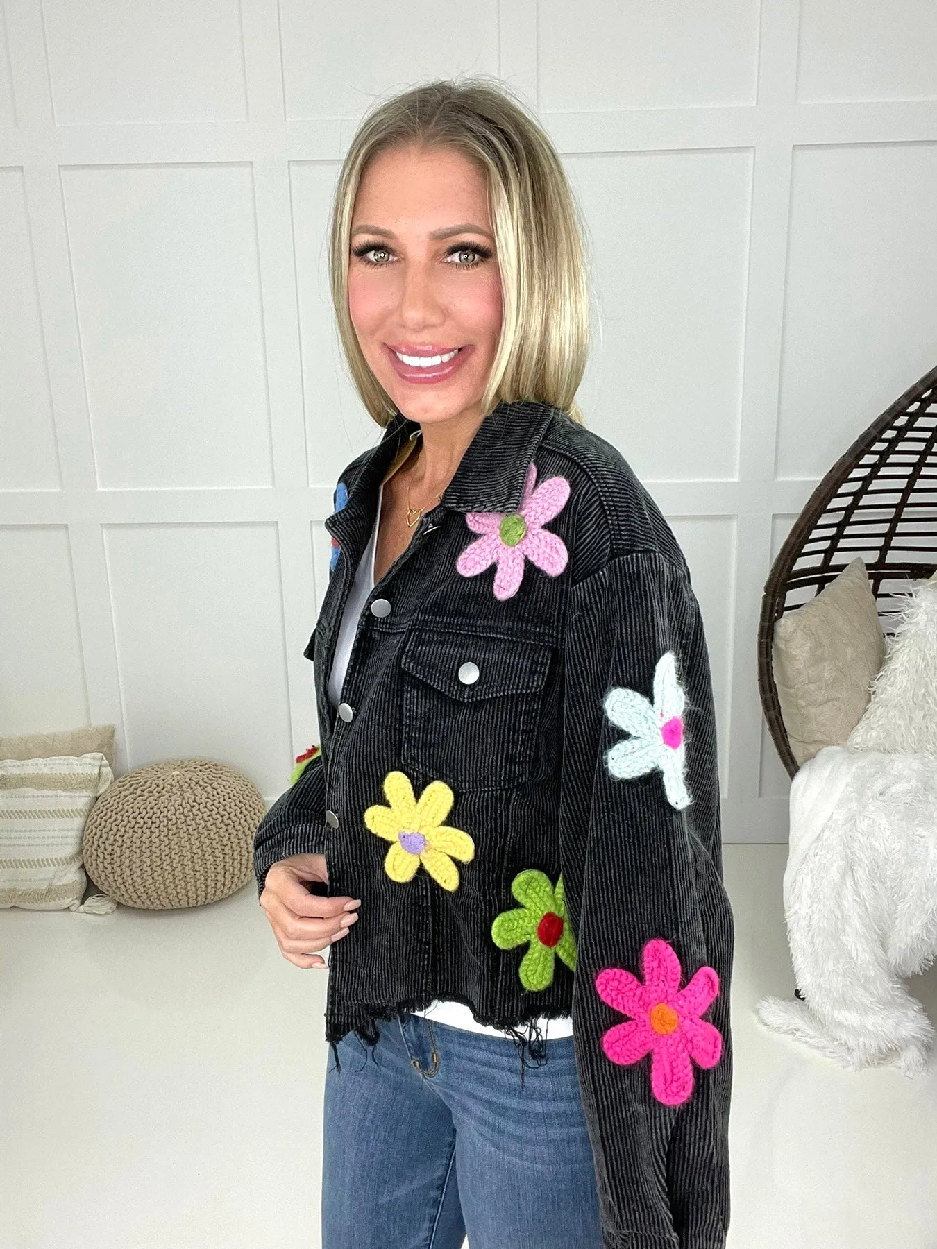 Neon Flower Corduroy Jacket