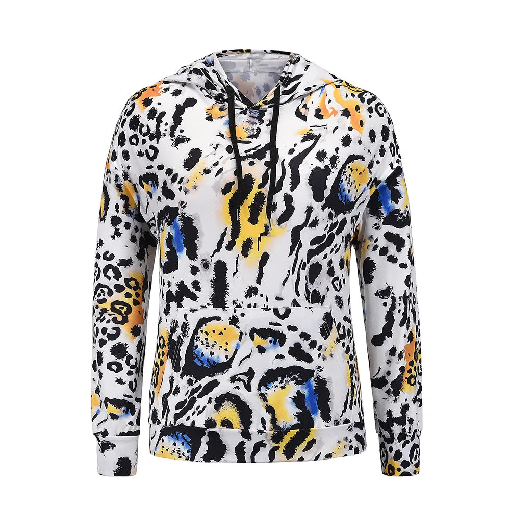 New Autumn And Winter Women Floral Print Hoodie Sweatshirt