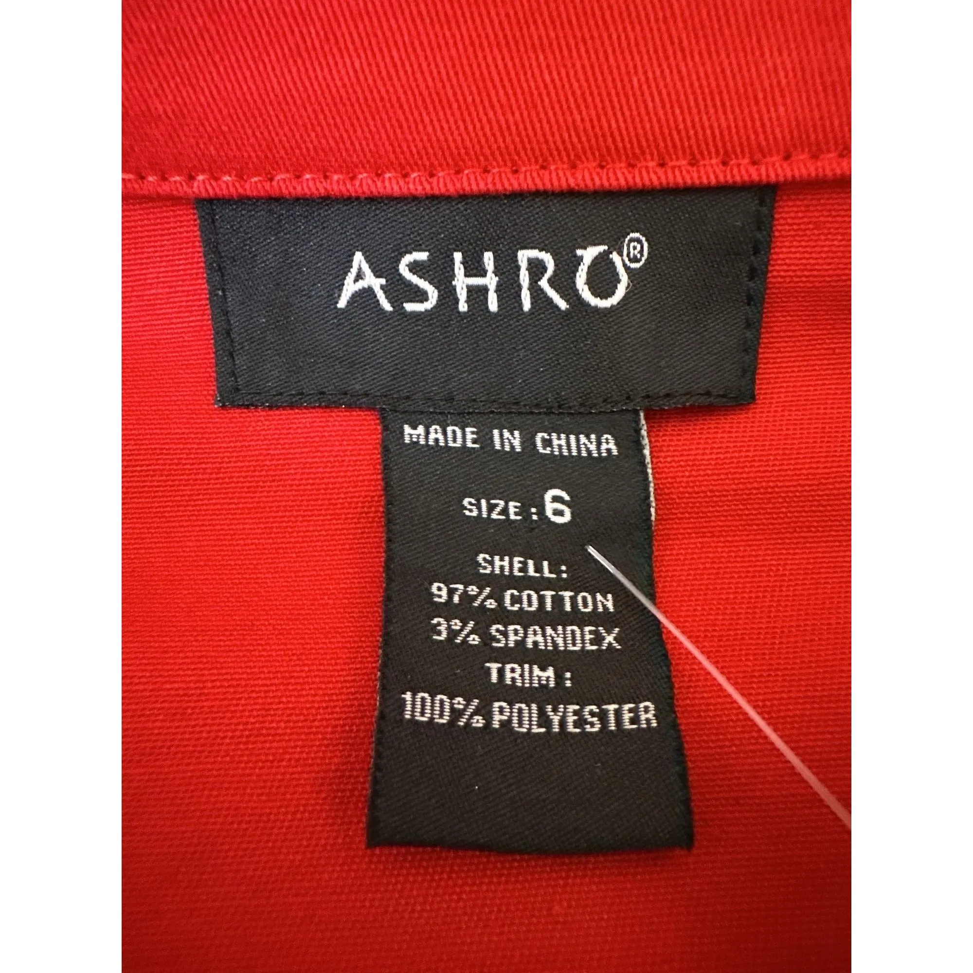 NWT Ashro Red Sequined Denim Jacket w/Button Front & Long Sleeves Size 6