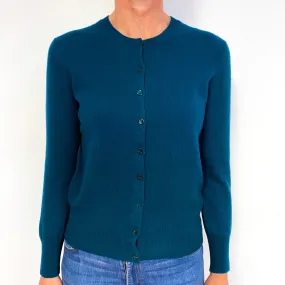 Ocean Blue Cashmere Crew Neck Cardigan Medium