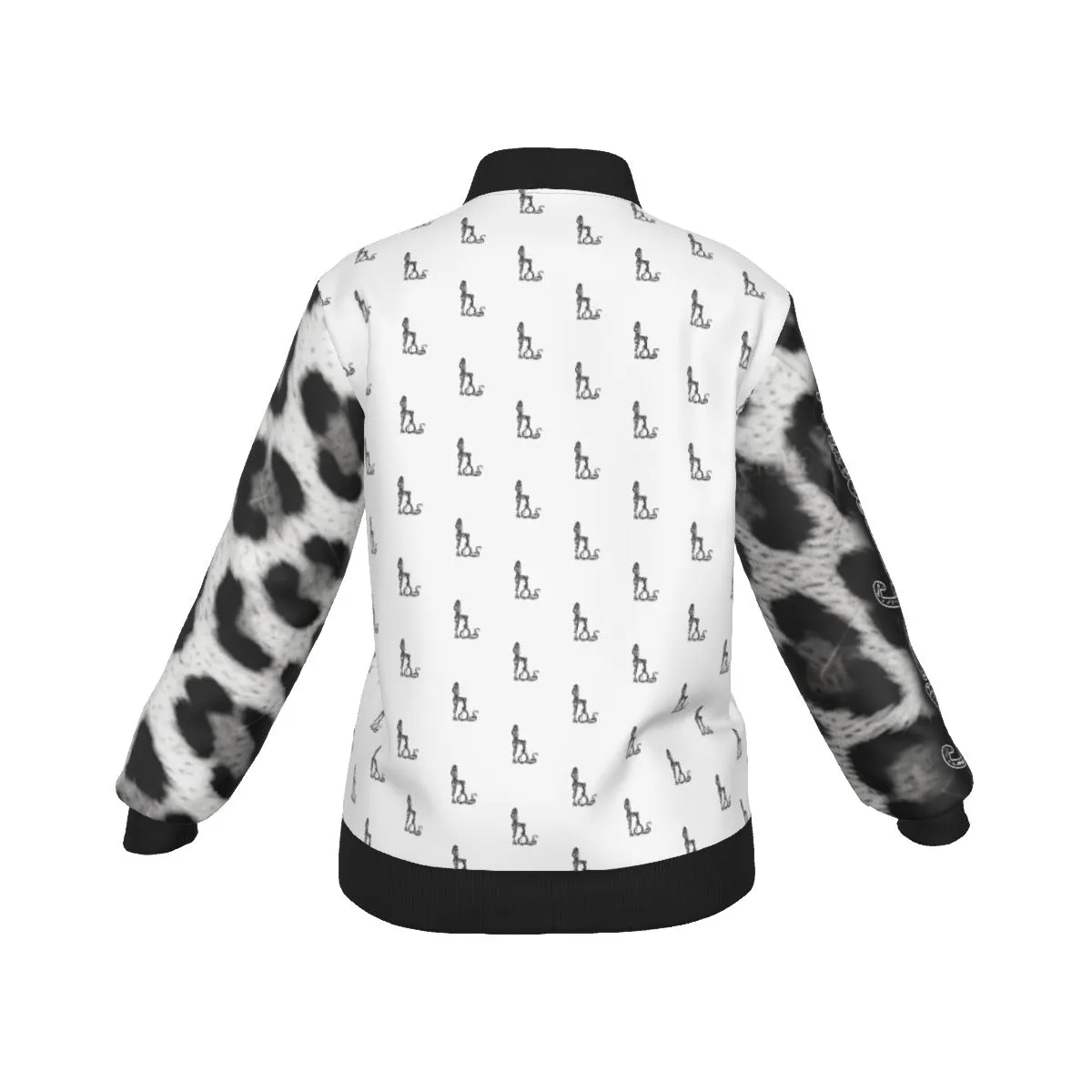 Officially Sexy Snow Leopard Collection Women's White Girl on OS Logo All Over Jacket With Large Print Sleeves (English) #5