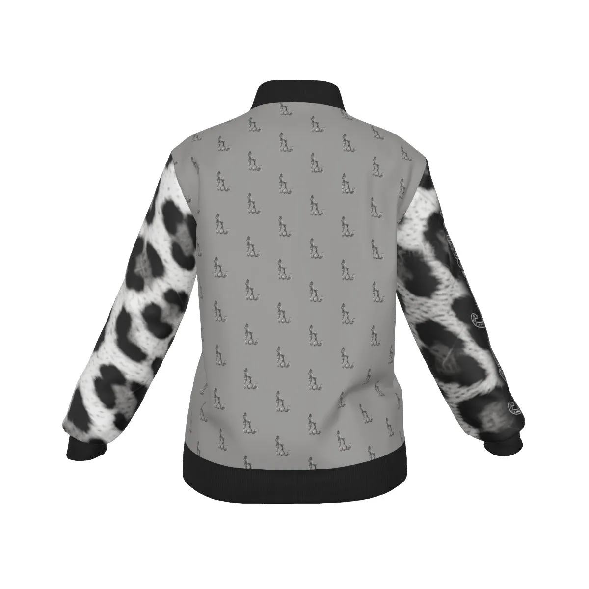 Officially Sexy Snow Leopard Collection Women's White Girl on OS Logo All Over Jacket With Large Print Sleeves (English) #5
