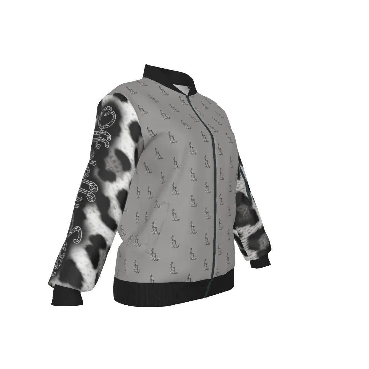 Officially Sexy Snow Leopard Collection Women's White Girl on OS Logo All Over Jacket With Large Print Sleeves (English) #5