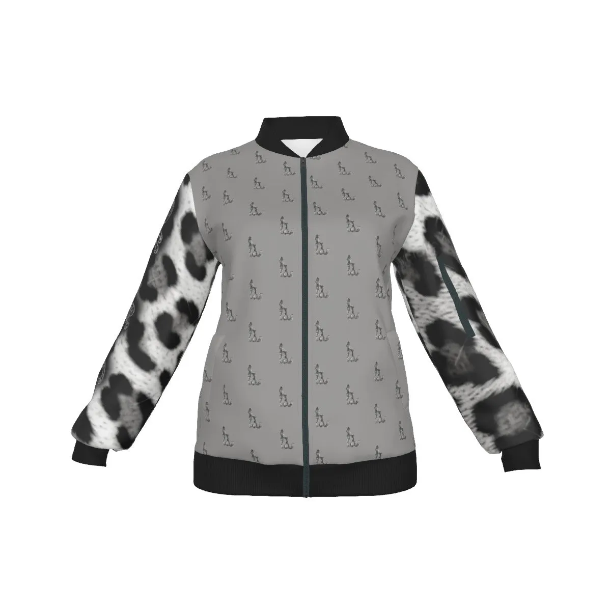 Officially Sexy Snow Leopard Collection Women's White Girl on OS Logo All Over Jacket With Large Print Sleeves (English) #5