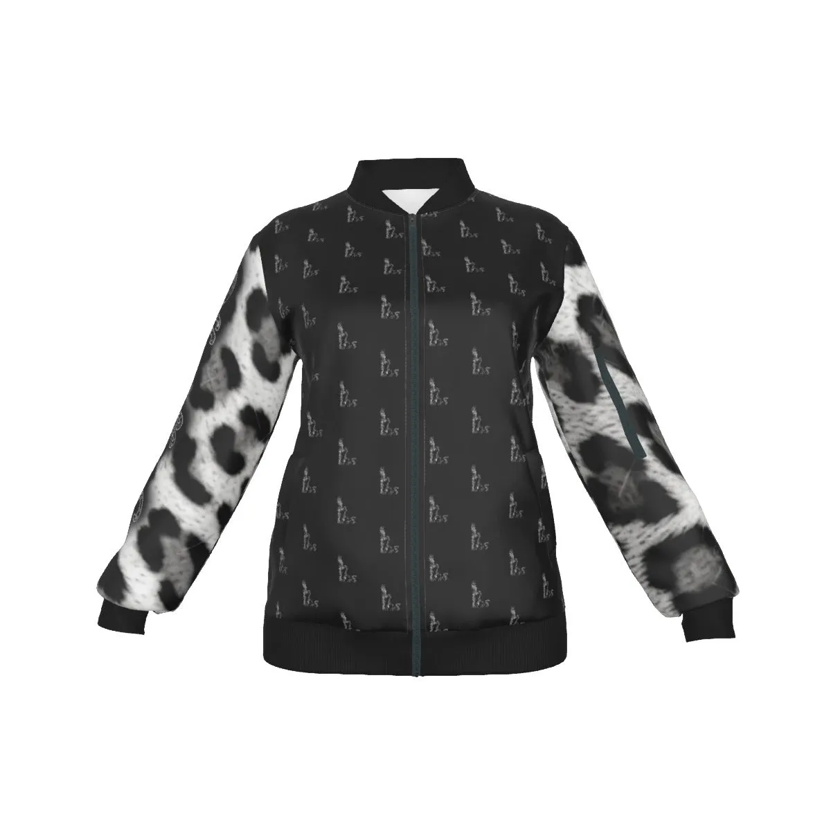Officially Sexy Snow Leopard Collection Women's White Girl on OS Logo All Over Jacket With Large Print Sleeves (English) #5