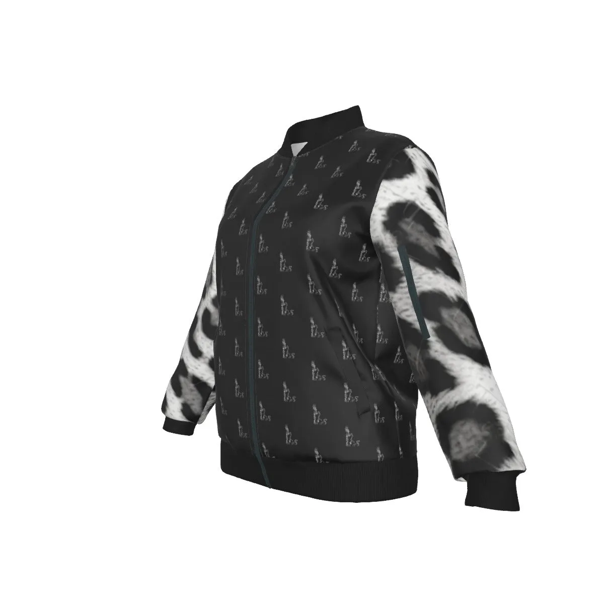 Officially Sexy Snow Leopard Collection Women's White Girl on OS Logo All Over Jacket With Large Print Sleeves (English) #5