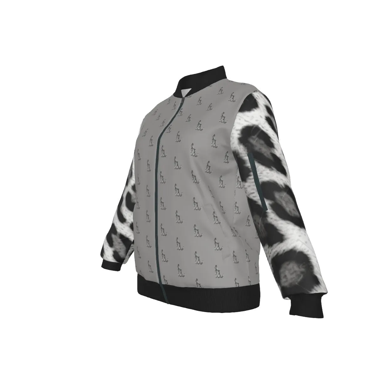 Officially Sexy Snow Leopard Collection Women's White Girl on OS Logo All Over Jacket With Large Print Sleeves (English) #5