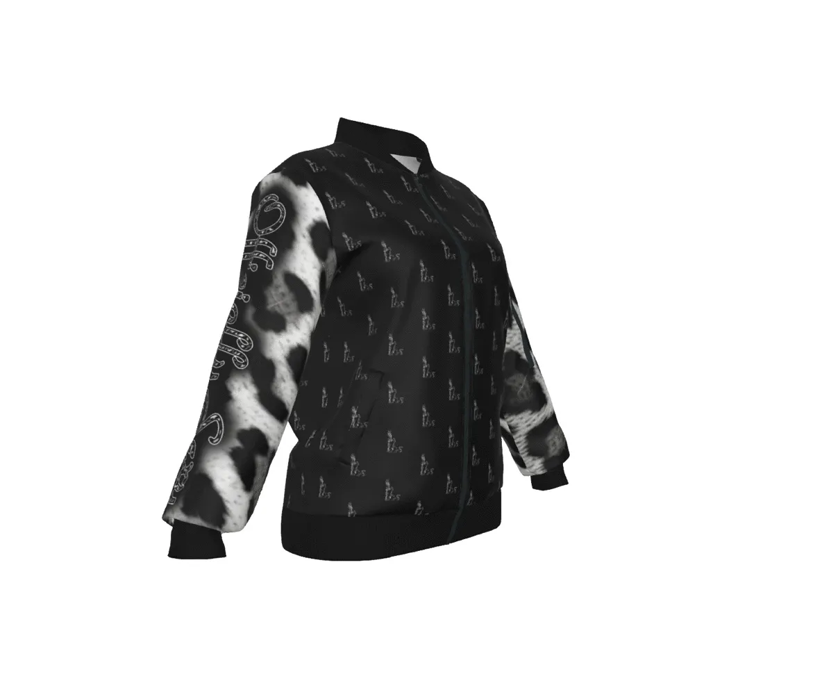 Officially Sexy Snow Leopard Collection Women's White Girl on OS Logo All Over Jacket With Large Print Sleeves (English) #5